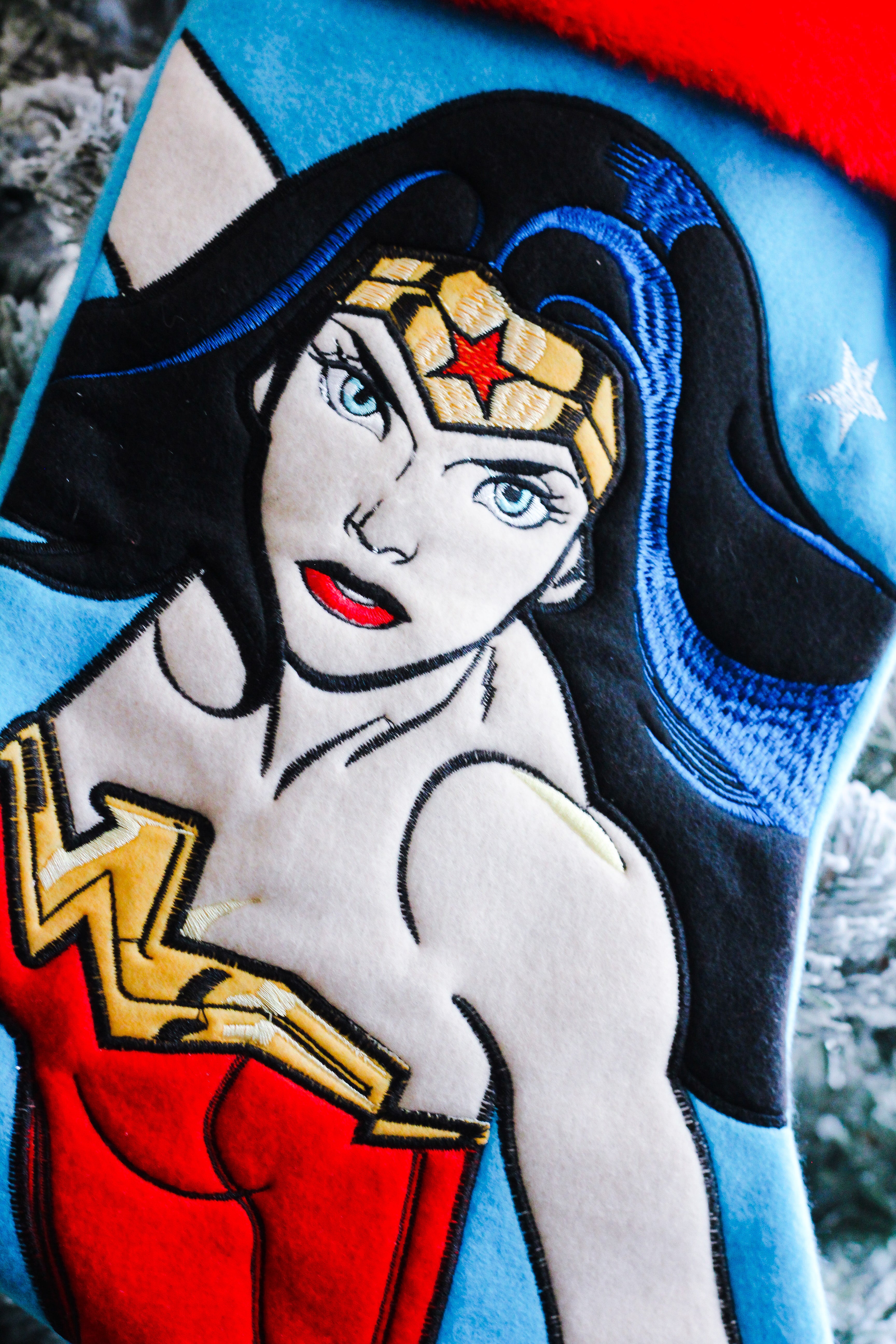 Wonder Woman Applique Christmas Stocking