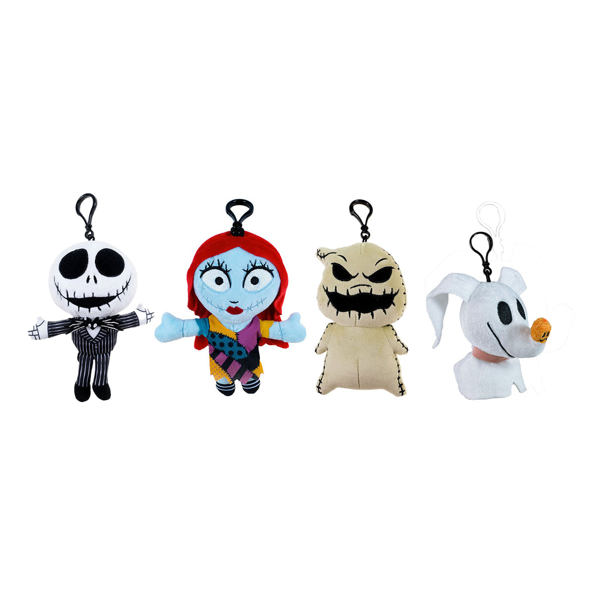 Disney The Nightmare Before Christmas 4-pack of 6 inch Plush Clips featuring Jack, Sally, Oogie Boogie and Zero